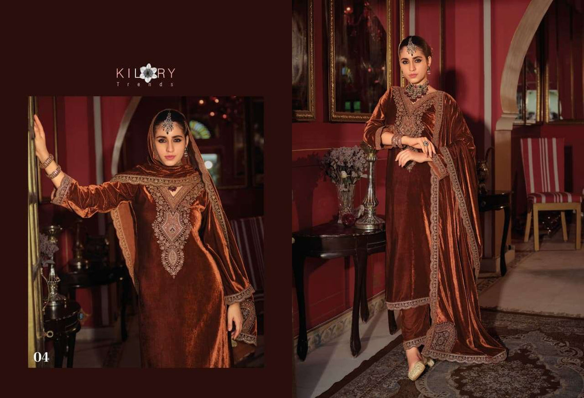 Kilory Gulrukh Designer Work Pure Velvet Suit Catalog