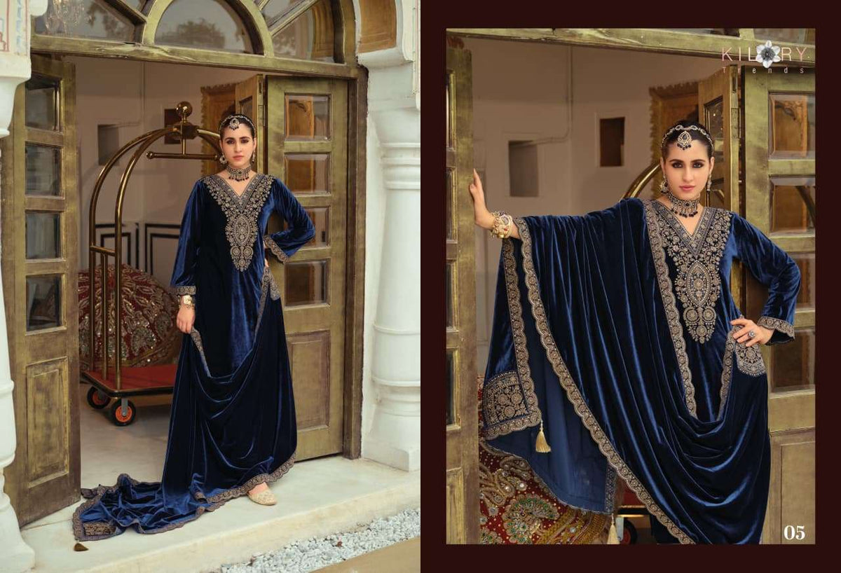 Kilory Gulrukh Designer Work Pure Velvet Suit Catalog