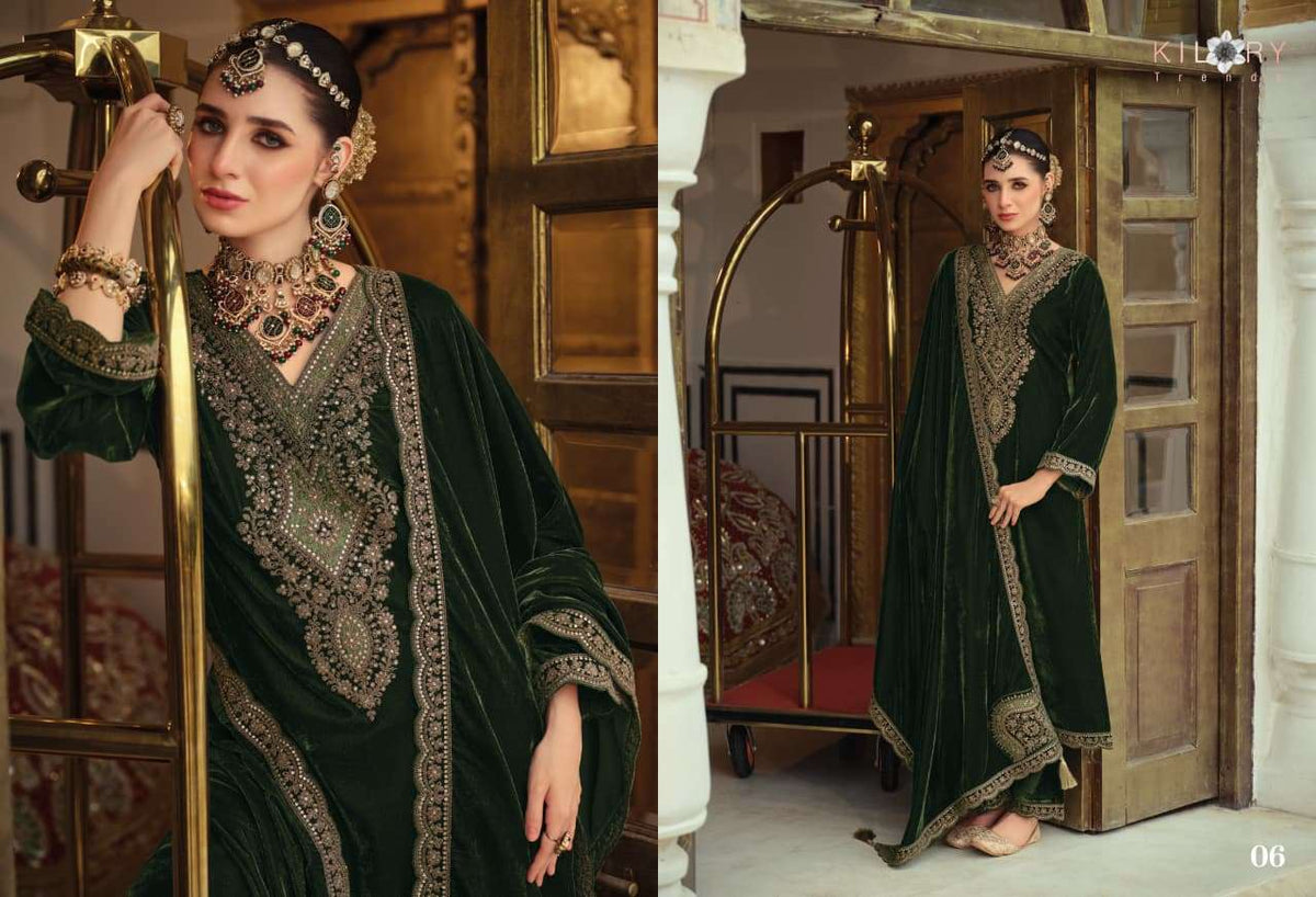 Kilory Gulrukh Designer Work Pure Velvet Suit Catalog