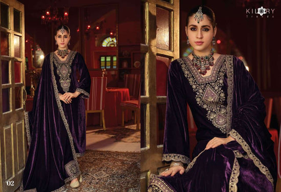Kilory Gulrukh Designer Work Pure Velvet Suit Catalog
