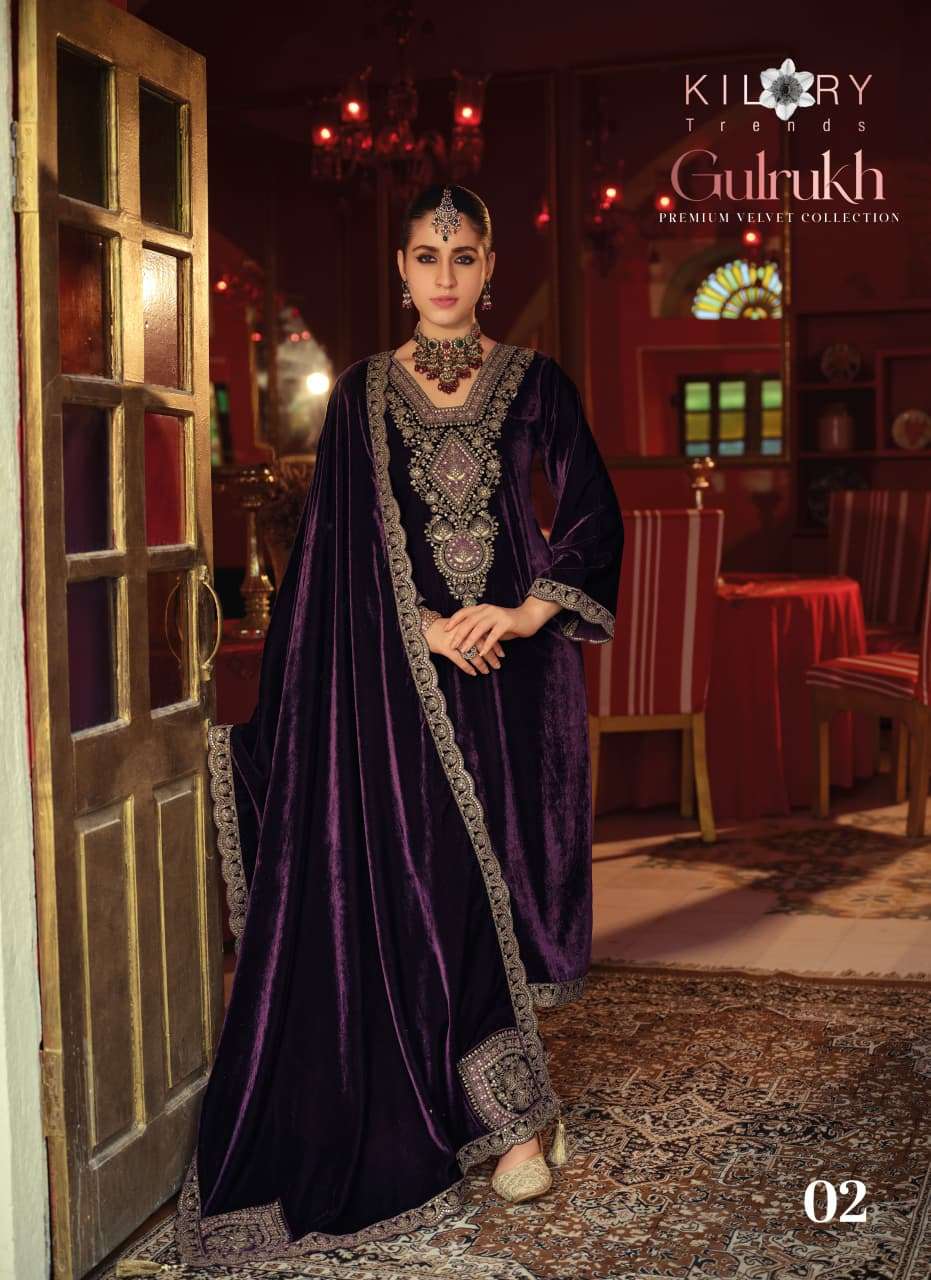 Kilory Gulrukh Designer Work Pure Velvet Suit Catalog