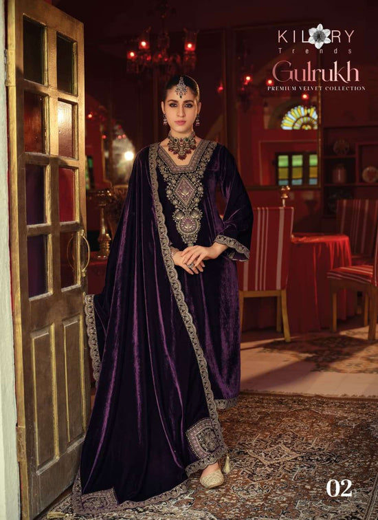 Kilory Gulrukh Designer Work Pure Velvet Suit Catalog