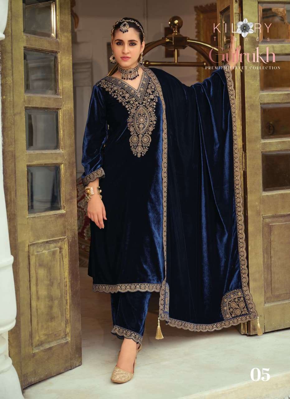 Kilory Gulrukh Designer Work Pure Velvet Suit Catalog