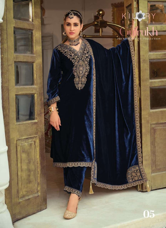 Kilory Gulrukh Designer Work Pure Velvet Suit Catalog
