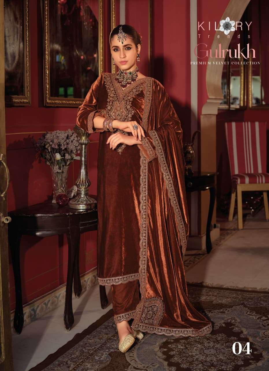Kilory Gulrukh Designer Work Pure Velvet Suit Catalog