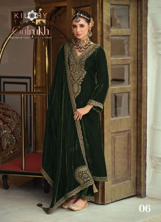 Kilory Gulrukh Designer Work Pure Velvet Suit Catalog
