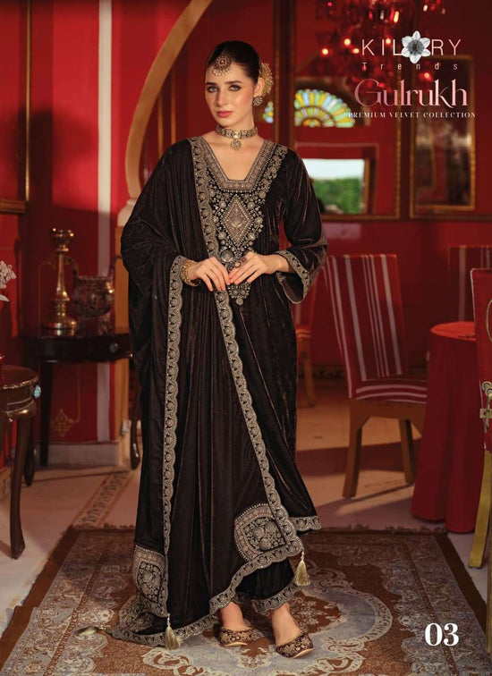 Kilory Gulrukh Designer Work Pure Velvet Suit Catalog