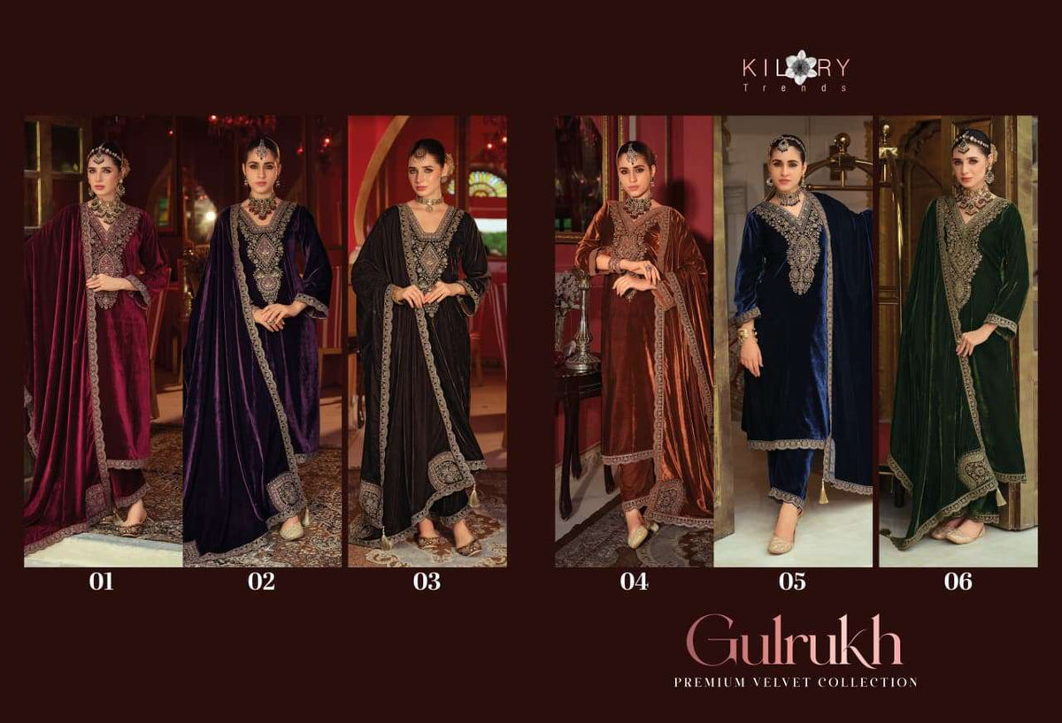 Kilory Gulrukh Designer Work Pure Velvet Suit Catalog