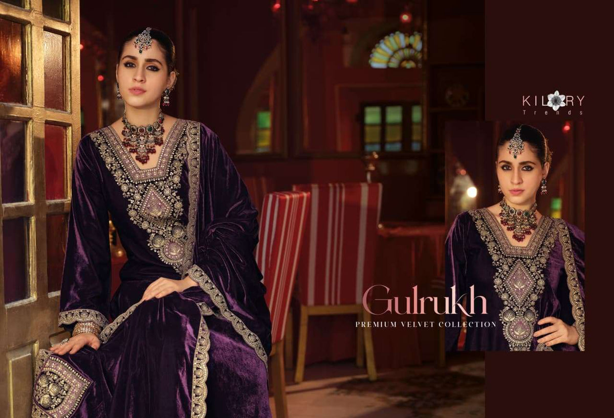 Kilory Gulrukh Designer Work Pure Velvet Suit Catalog