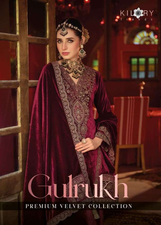 Kilory Gulrukh Designer Work Pure Velvet Suit Catalog