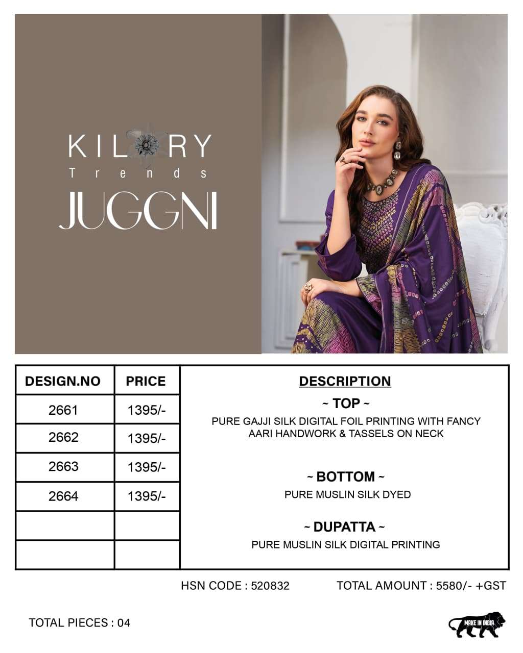 Kilory Juggni Pure Gajji Silk Designer Dress Material