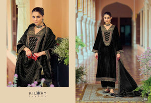 Kilory Mahnoor Pure Velvet Embroidered Dress Material