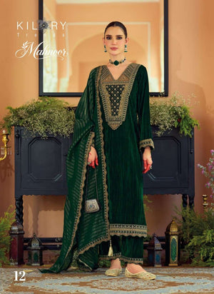 Kilory Mahnoor Pure Velvet Embroidered Dress Material