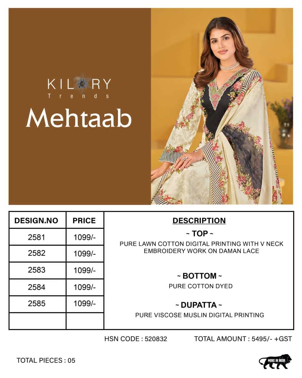 Kilory Mehtaab Cotton Dress Material - Amrah Wholesale