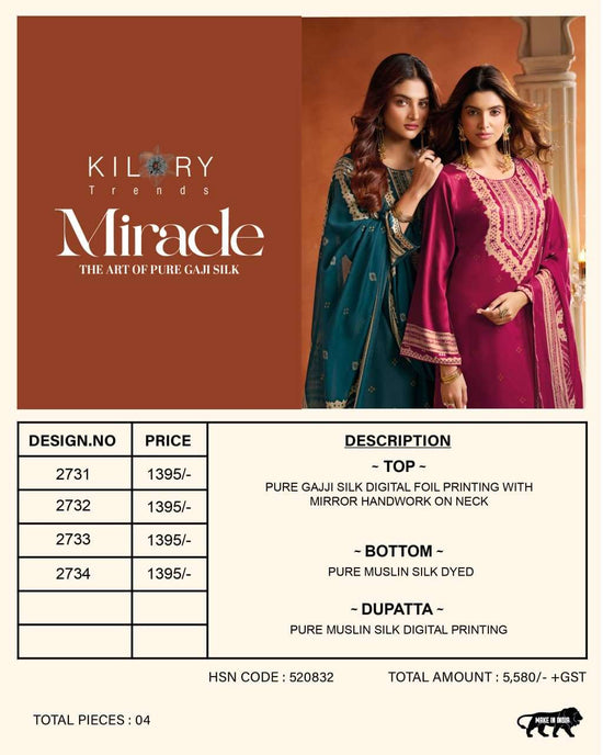 Kilory Miracle Pure Gajji Silk Dress Material