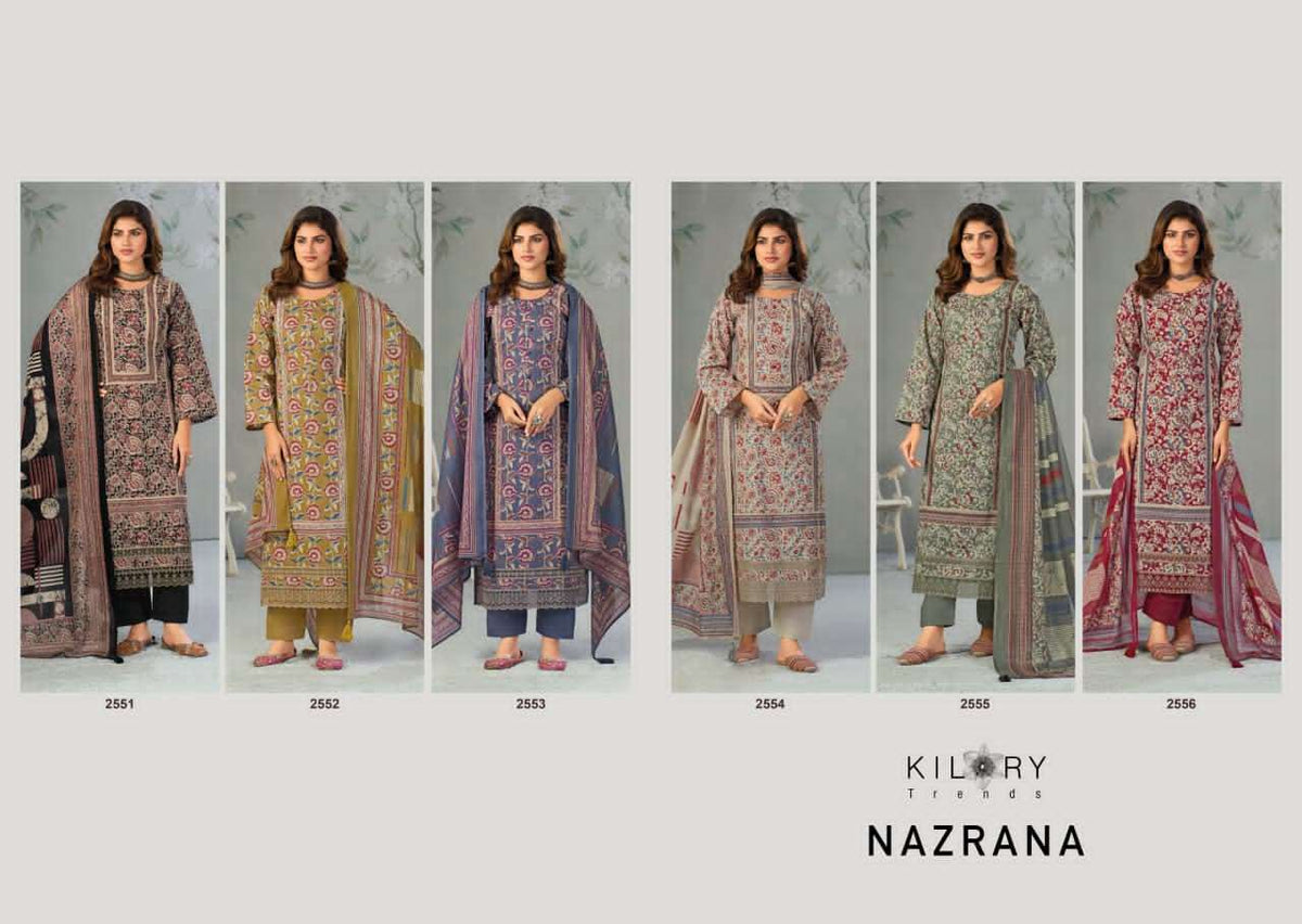 Kilory Nazrana Lawn Cotton Dress Material Wholesale - Amrah Wholesale