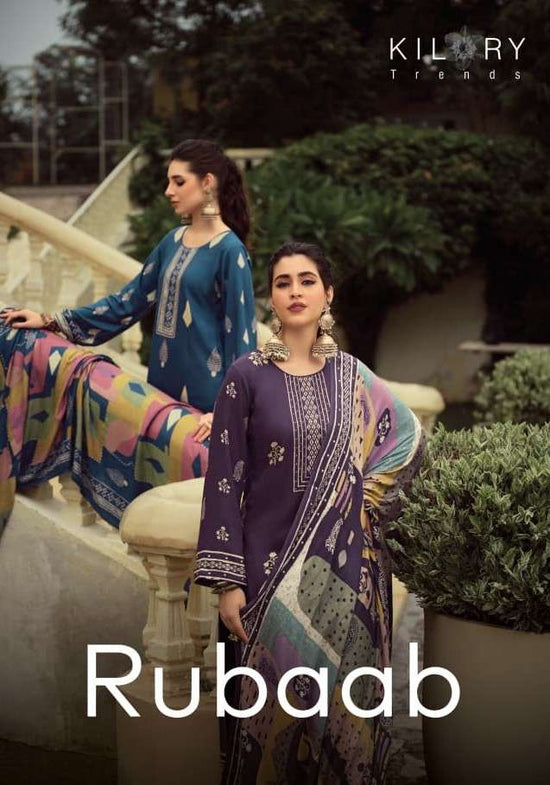 Kilory Rubaab Pure Pashmina Digital Foil Print Dress Material