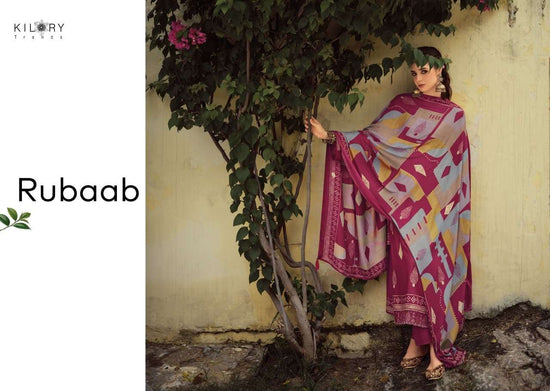 Kilory Rubaab Pure Pashmina Digital Foil Print Dress Material