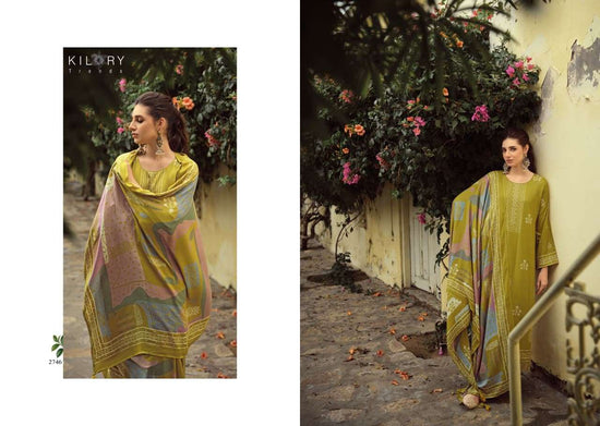 Kilory Rubaab Pure Pashmina Digital Foil Print Dress Material