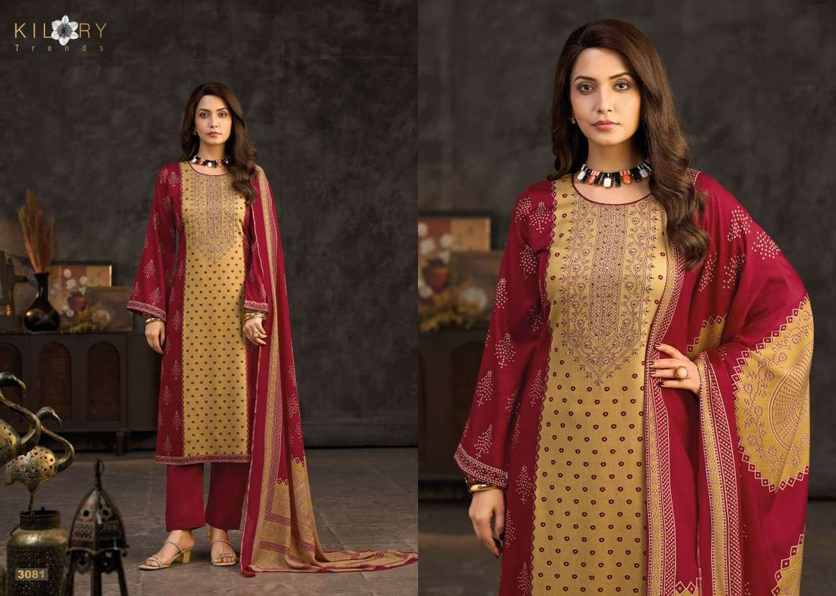 Kilory Sunheri Pure Gajji Silk Dress Material