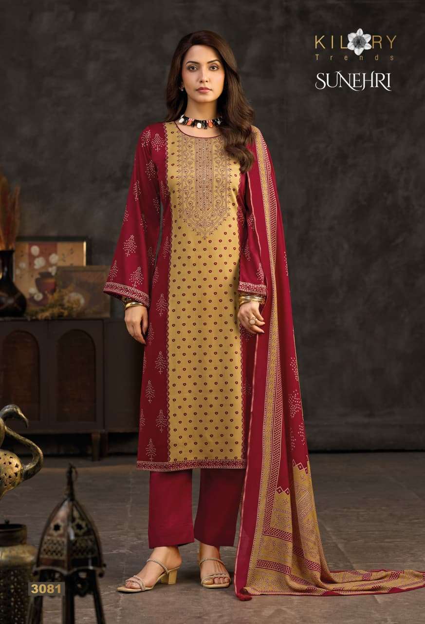 Kilory Sunheri Pure Gajji Silk Digital Foil Dress Material