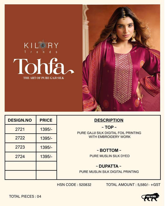 Kilory Tohfa Pure Gajji Silk Digital Print Dress Material