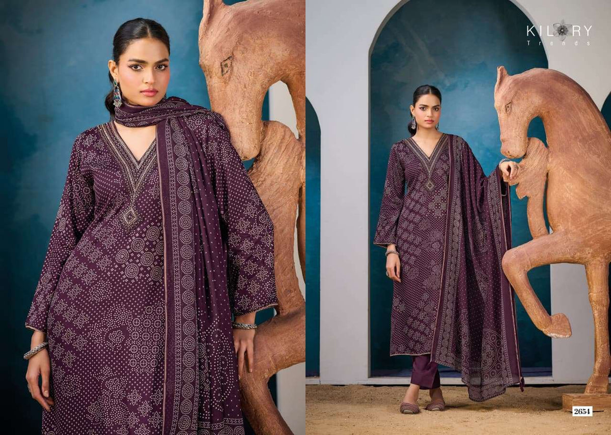 Kilory Victoria Pure Gajji Silk Embroidered Dress Material - Amrah Wholesale