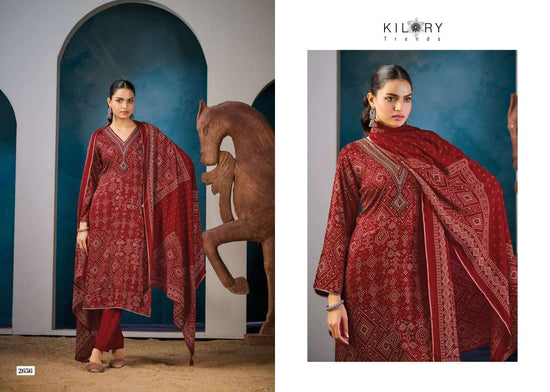 Kilory Victoria Pure Gajji Silk Embroidered Dress Material - Amrah Wholesale