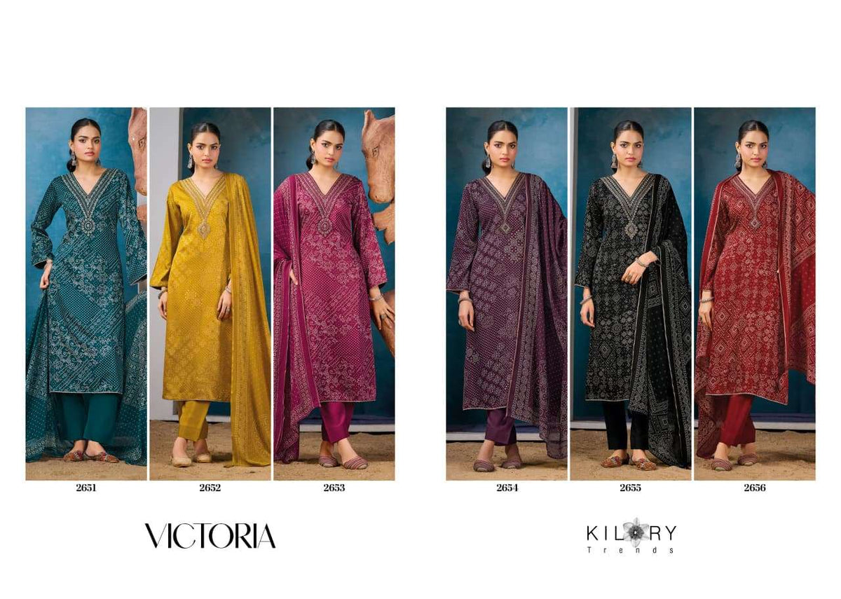 Kilory Victoria Pure Gajji Silk Embroidered Dress Material - Amrah Wholesale