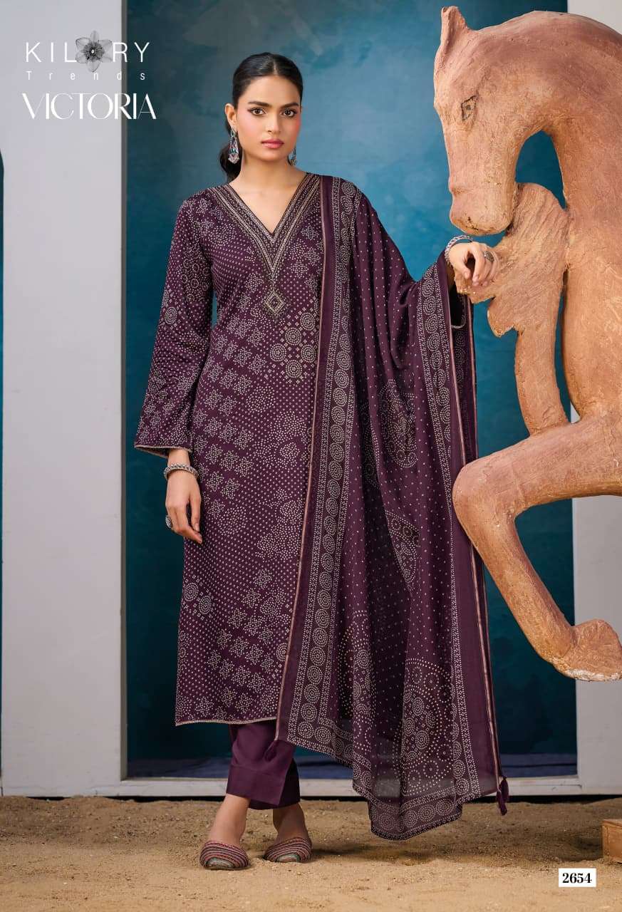 Kilory Victoria Pure Gajji Silk Embroidered Dress Material - Amrah Wholesale