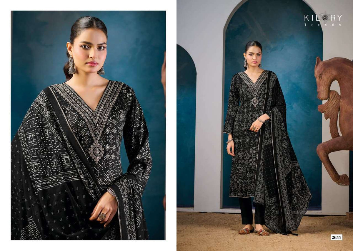 Kilory Victoria Pure Gajji Silk Embroidered Dress Material - Amrah Wholesale