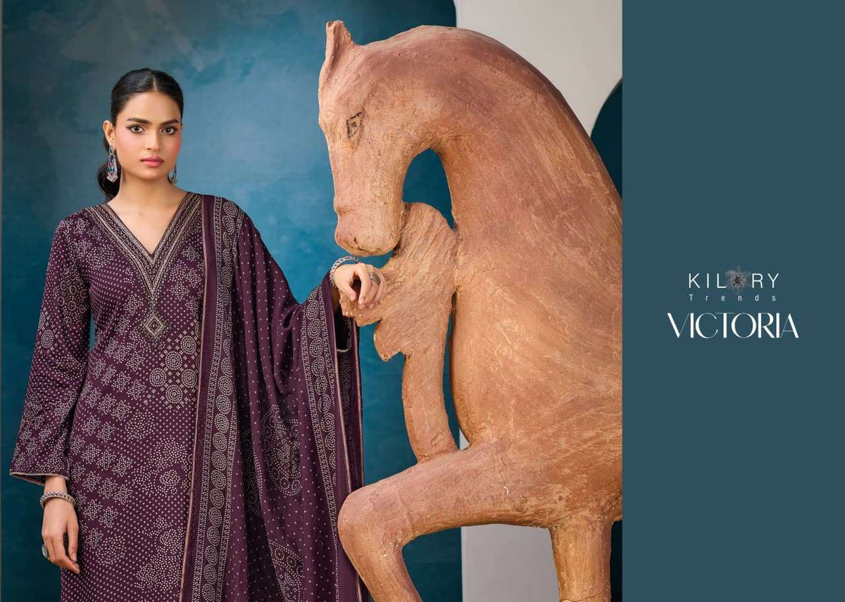 Kilory Victoria Pure Gajji Silk Embroidered Dress Material - Amrah Wholesale
