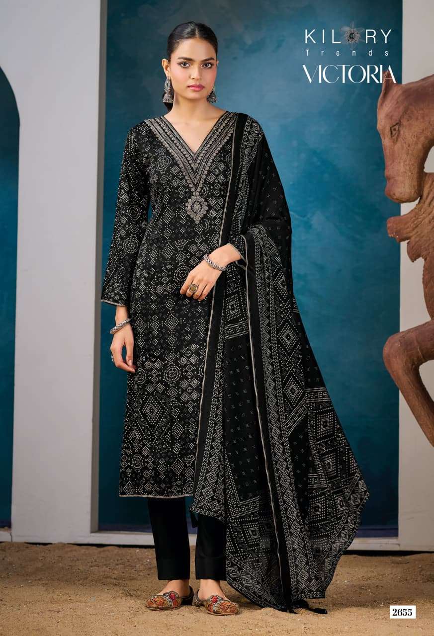 Kilory Victoria Pure Gajji Silk Embroidered Dress Material - Amrah Wholesale