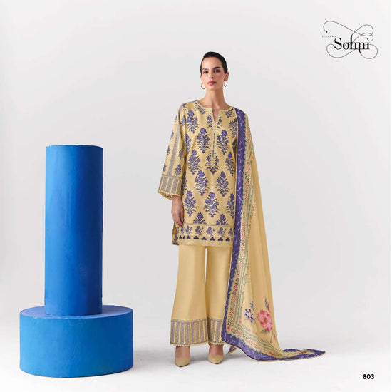 KIMORA COBALT Cotton Printed Dress Material
