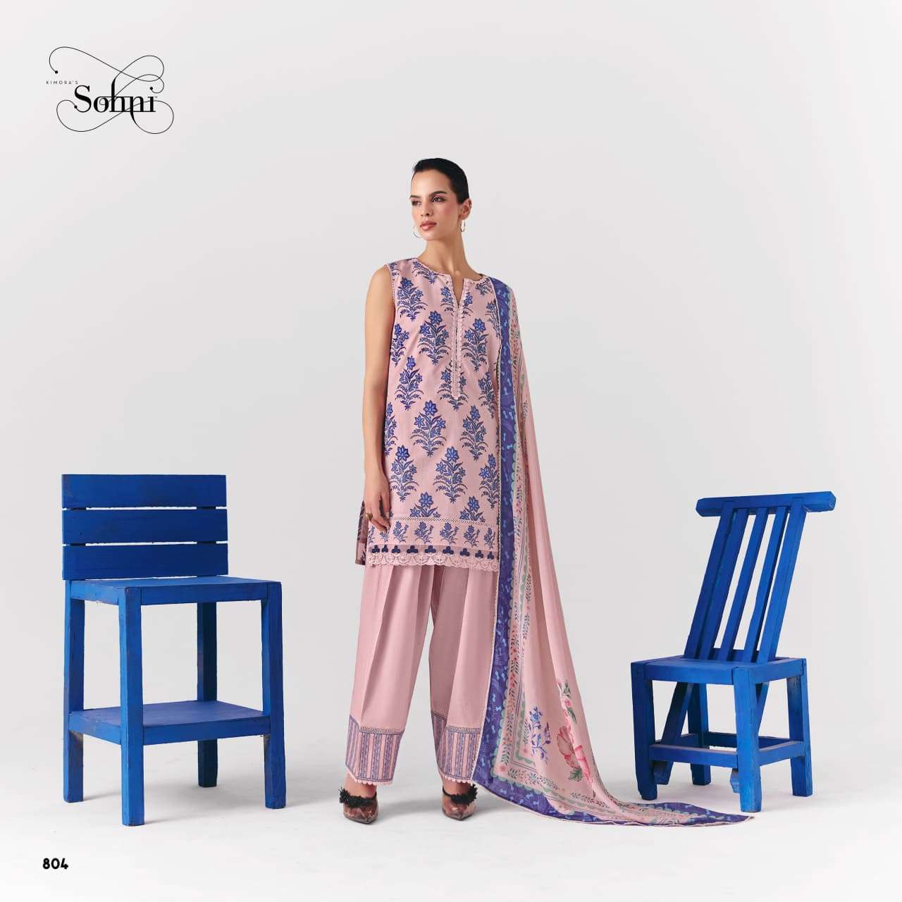 KIMORA COBALT Cotton Printed Dress Material