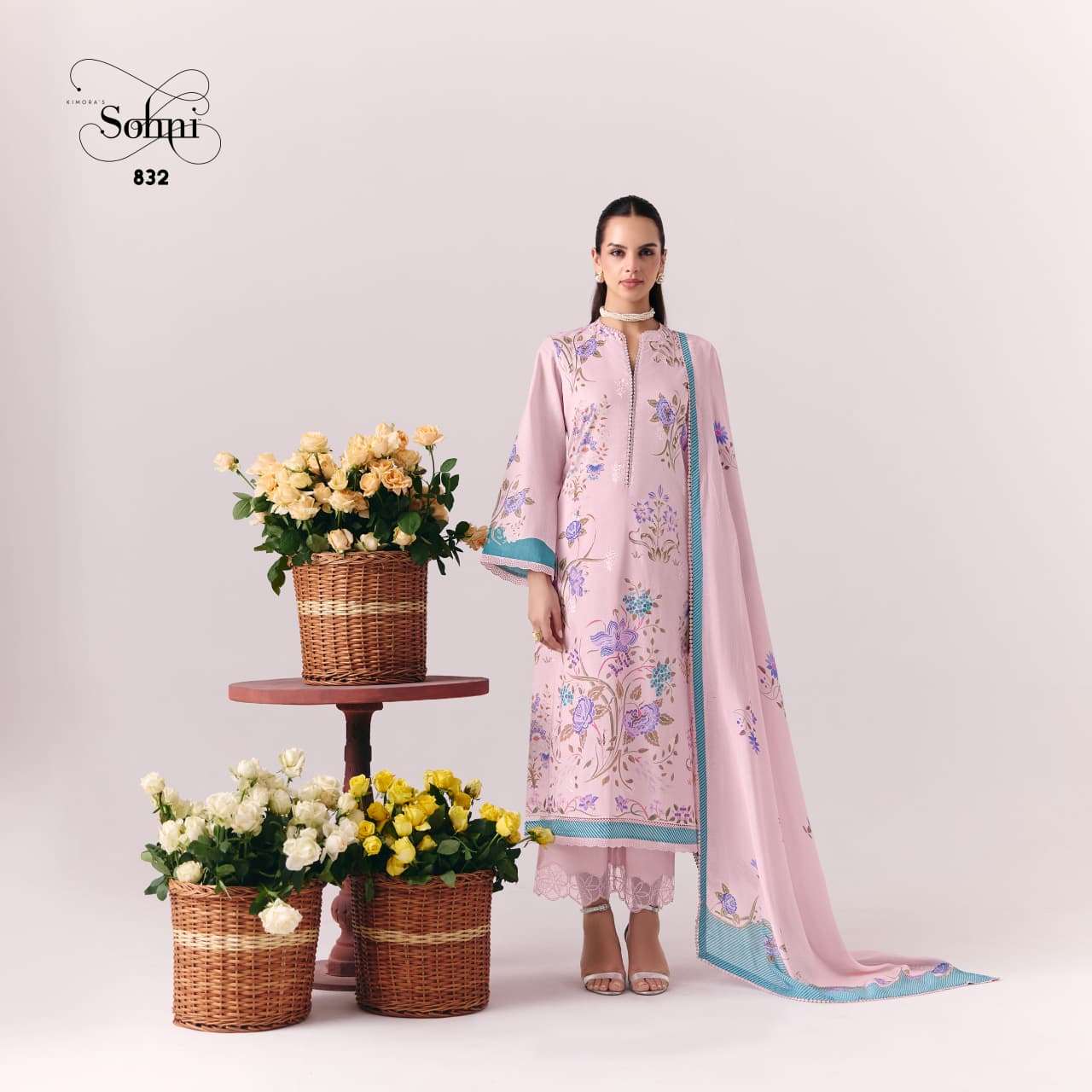 KIMORA CORAL 831 TO 834 Cotton Lawn Dress Material