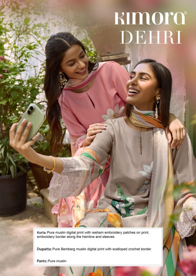 Kimora Dehri Vol 92 Muslin Digital Printed Patch Embroidery Salwar Kameez - Amrah Wholesale