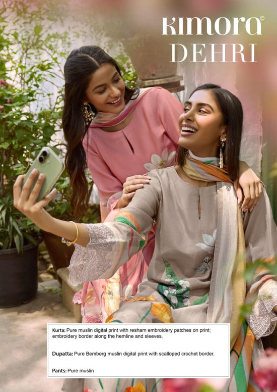 Kimora Dehri Vol 92 Muslin Digital Printed Patch Embroidery Salwar Kameez - Amrah Wholesale