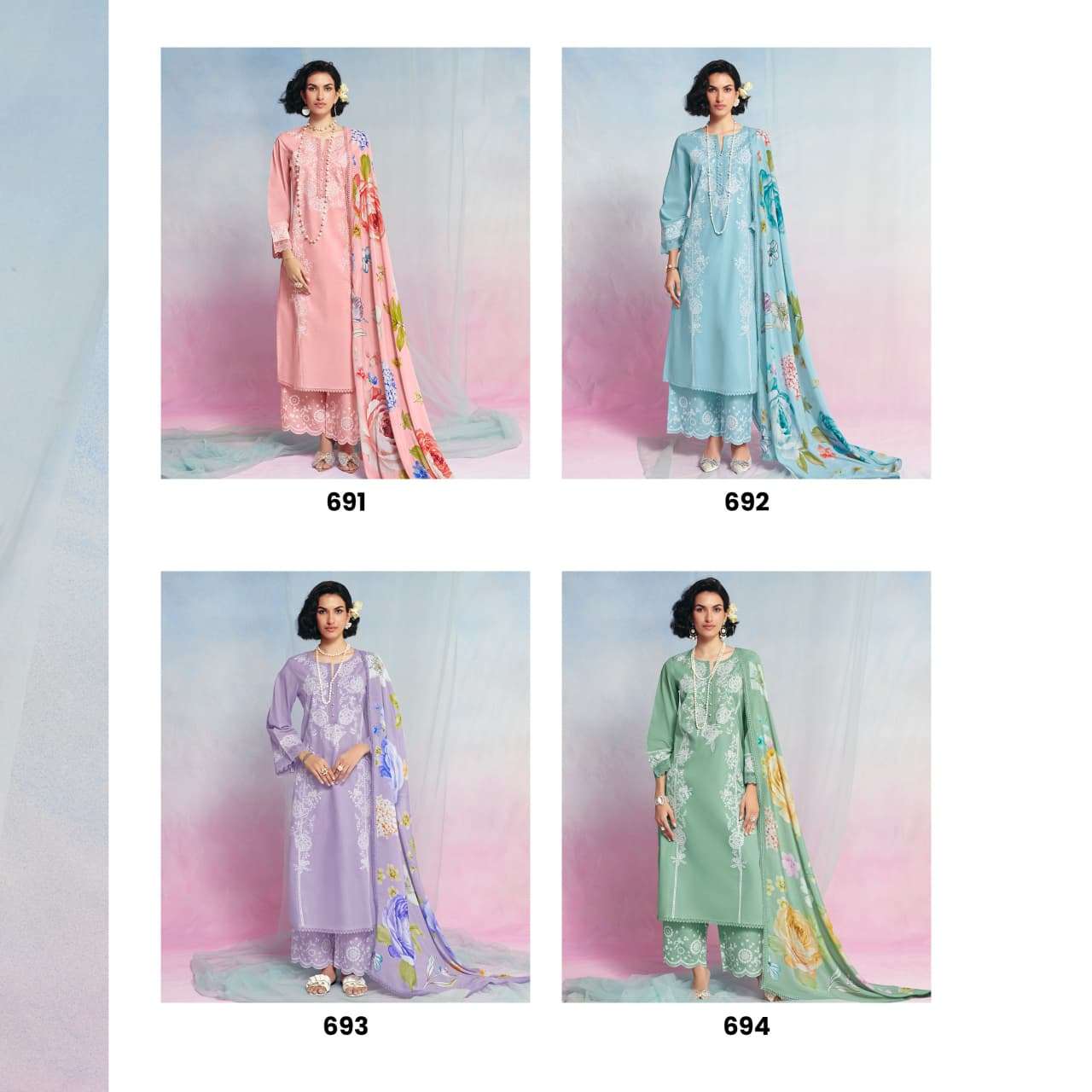 Kimora Fairy 691-694 Cotton Lawn Dress Material Wholesale Surat
