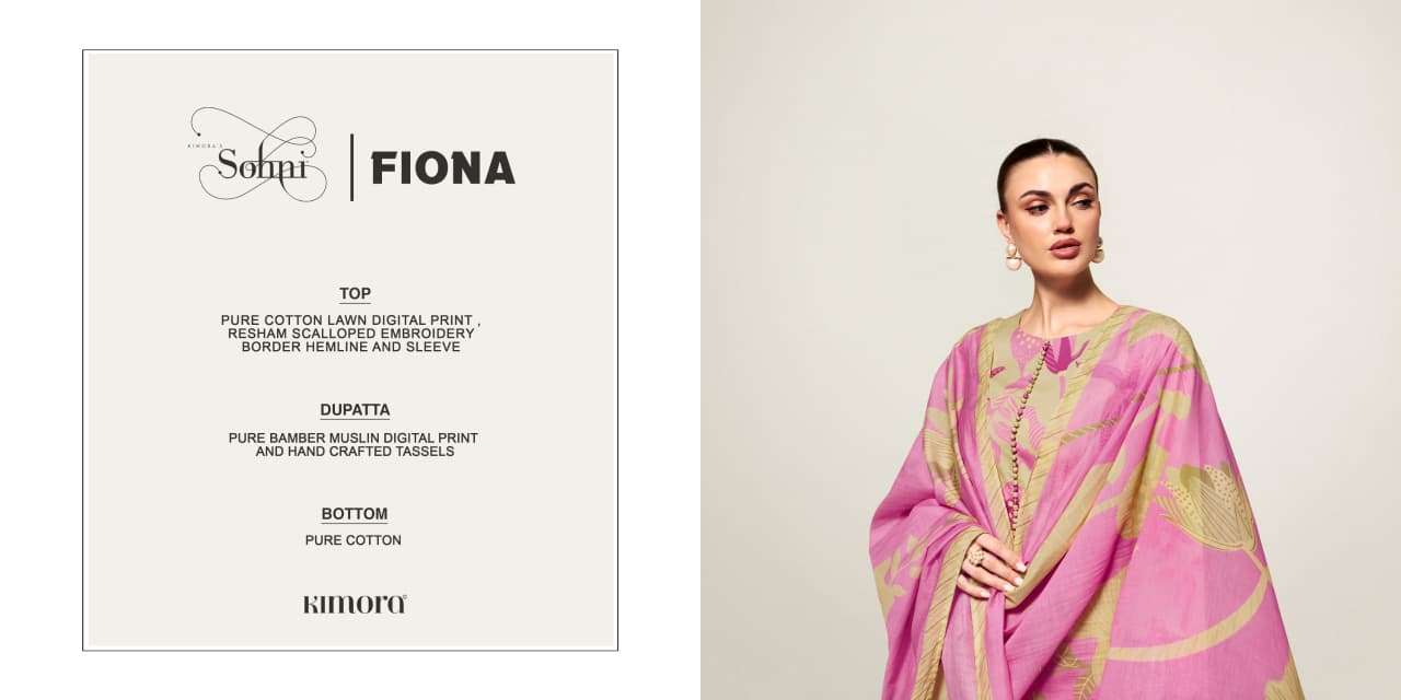 Kimora Fiona Lawn Cotton Dress Material - Amrah Wholesale