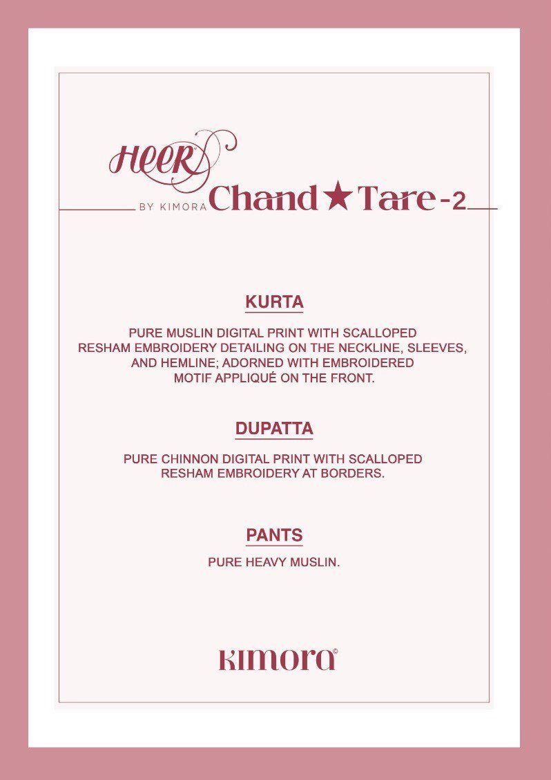 Kimora Heer Chand Tare 2 Maslin Vol 257 Muslin Dress Material - Amrah Wholesale