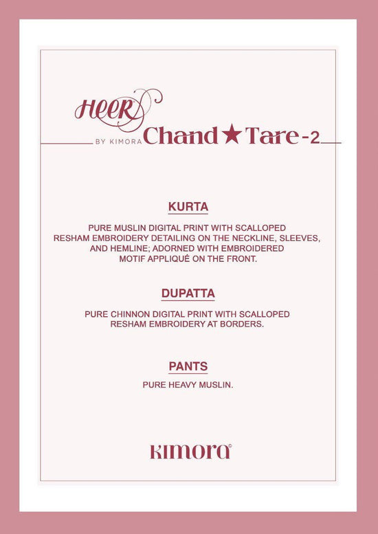 Kimora Heer Chand Tare 2 Maslin Vol 257 Muslin Dress Material - Amrah Wholesale
