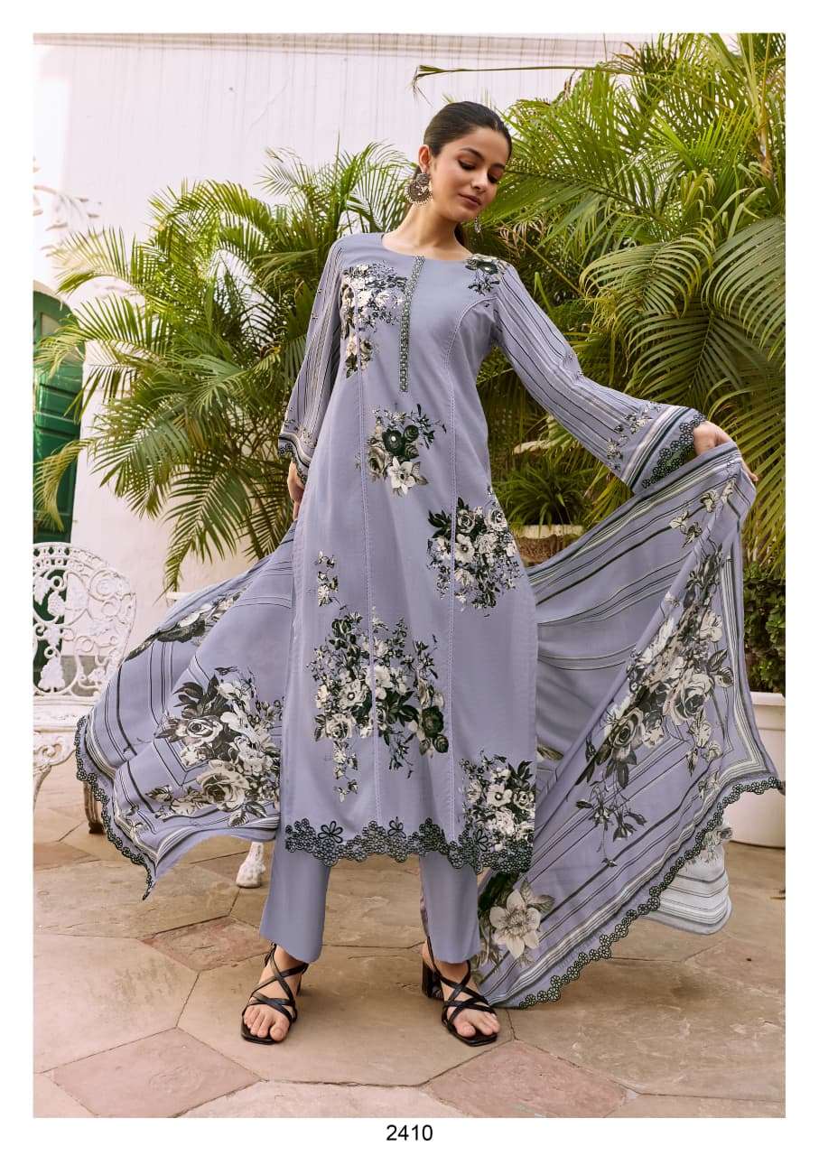 KIMORA SHAAM 2407–2410 Muslin Printed Semi Stitched Pakistani Suit Wholesale Collection - Amrah Wholesale