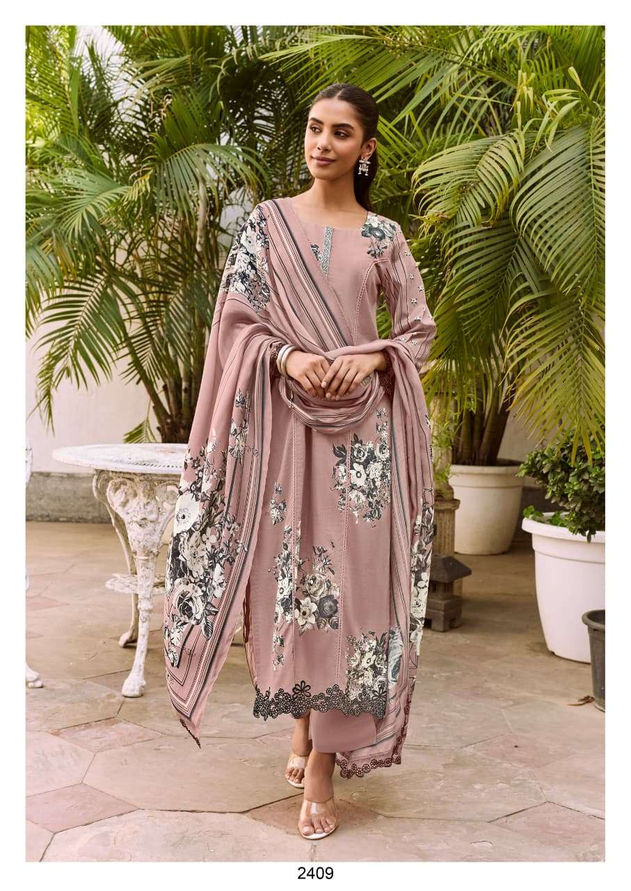 KIMORA SHAAM 2407–2410 Muslin Printed Semi Stitched Pakistani Suit Wholesale Collection - Amrah Wholesale