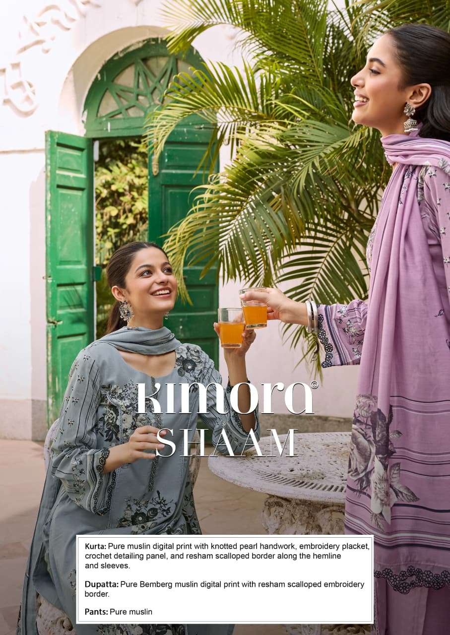 KIMORA SHAAM 2407–2410 Muslin Printed Semi Stitched Pakistani Suit Wholesale Collection - Amrah Wholesale