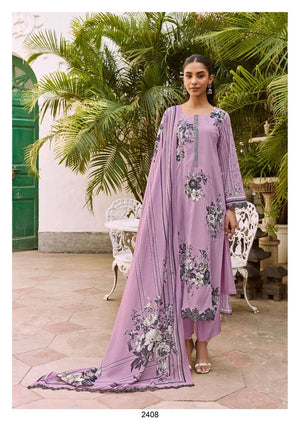 KIMORA SHAAM 2407–2410 Muslin Printed Semi Stitched Pakistani Suit Wholesale Collection - Amrah Wholesale