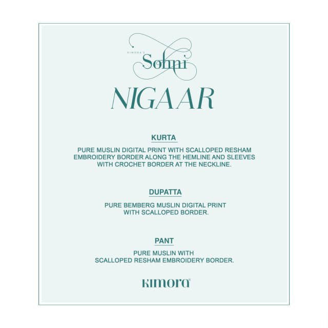 Kimora Sohni Nigaar Vol 91 Muslin Digital Print Embroidered Dress Material