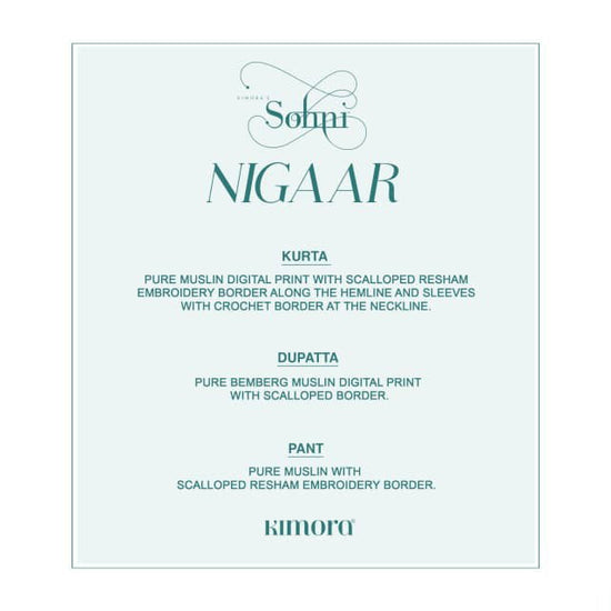 Kimora Sohni Nigaar Vol 91 Muslin Digital Print Embroidered Dress Material