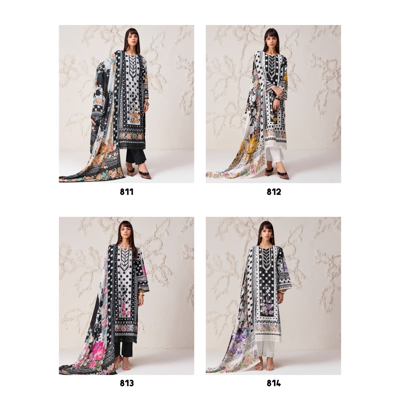 Kimora Sohni Polka 74 Lawn Cotton Dress Material - Amrah Wholesale