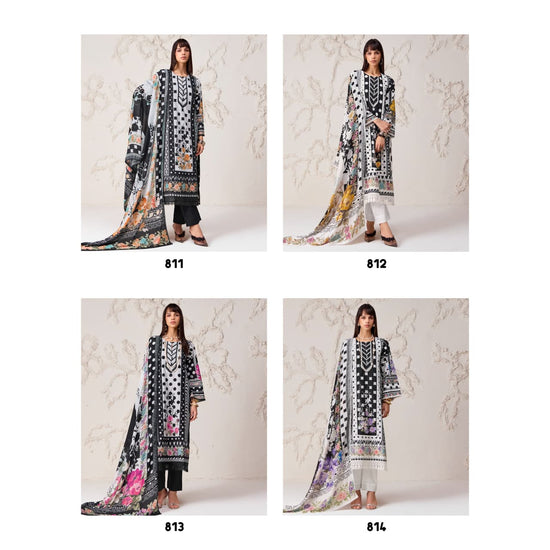 Kimora Sohni Polka 74 Lawn Cotton Dress Material - Amrah Wholesale